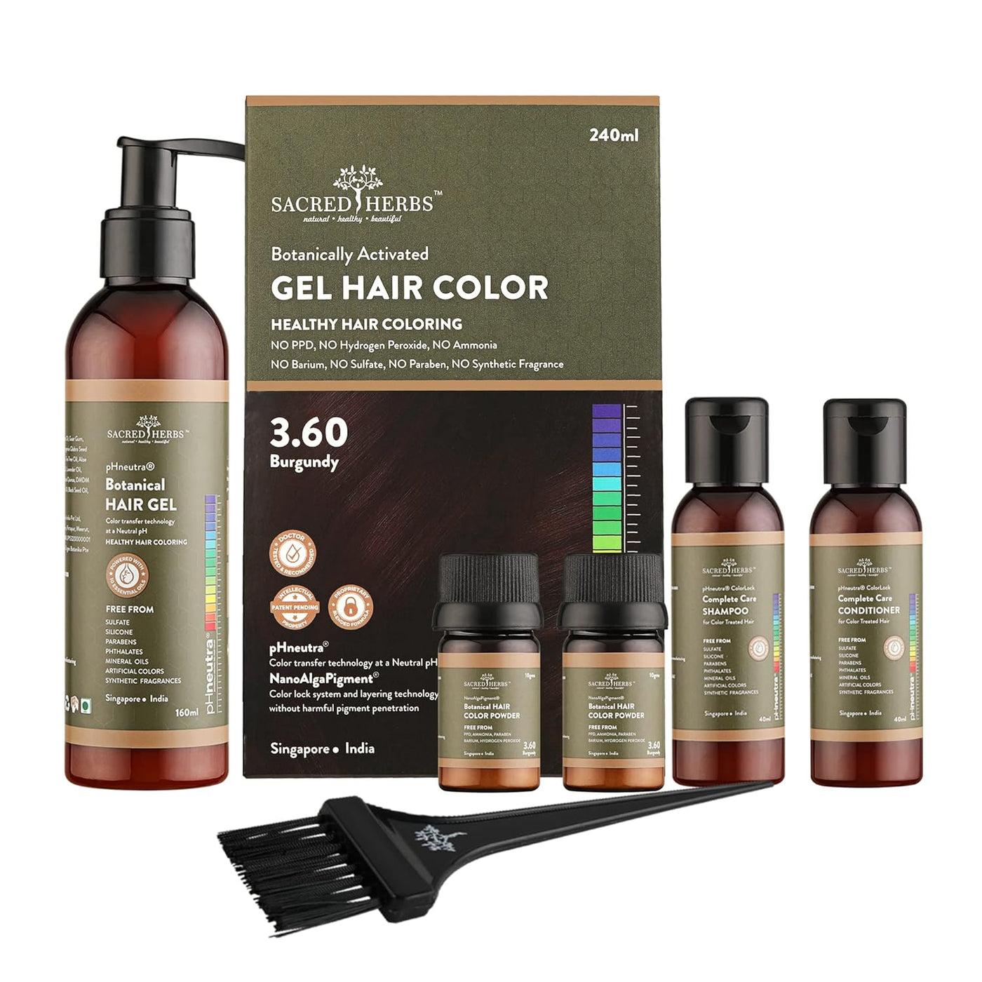 Sacred Herbs® Damage Free pH Neutral Gel Hair Colour - Available in 5 Shades Premium Pack (Pack Of 2)