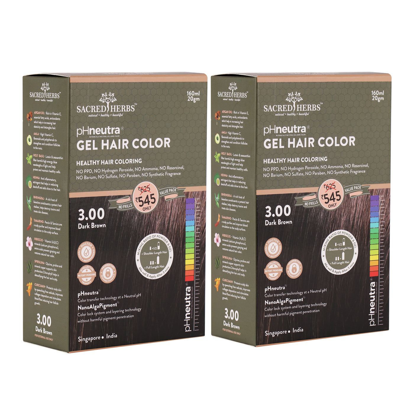 Sacred Herbs® Damage Free pH Neutral Gel Colour - Available in 5 Shades Value Pack (Pack Of 2)
