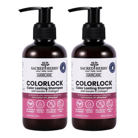 Sacred Herbs® Color Lock Color Lasting Shampoo with Keratin & Collagen Pack Of 2