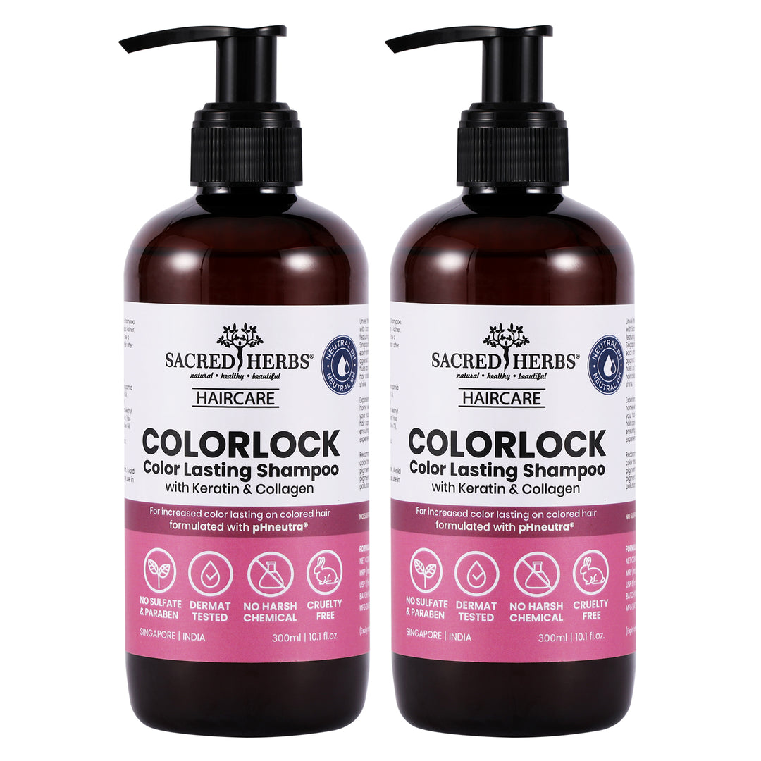 Sacred Herbs® Color Lock Color Lasting Shampoo with Keratin & Collagen Pack Of 2