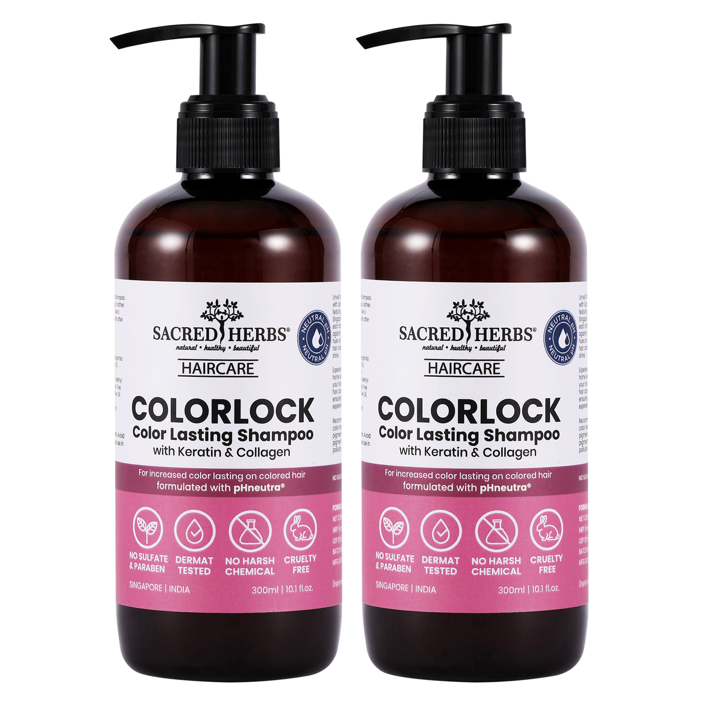 Sacred Herbs® Color Lock Color Lasting Shampoo with Keratin & Collagen Pack Of 2