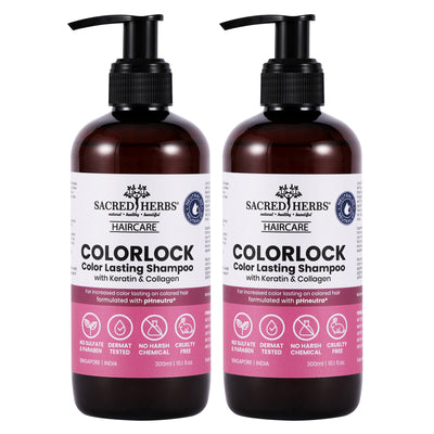 Sacred Herbs® Color Lock Color Lasting Shampoo with Keratin & Collagen Pack Of 2