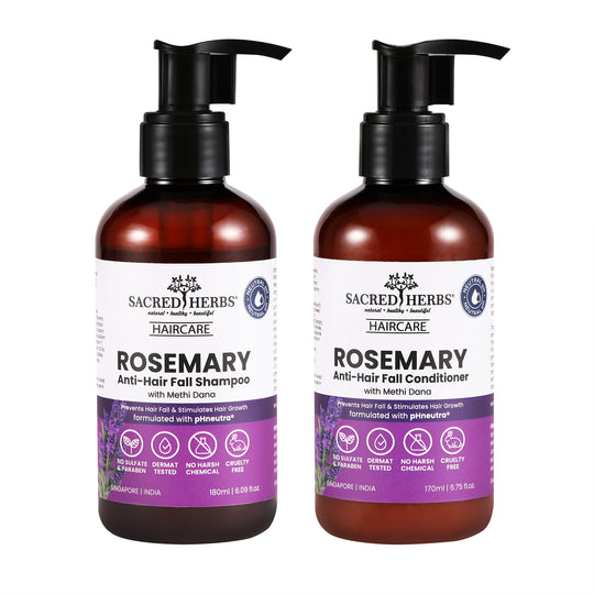 sacred herbs Rosemary Anti-Hair Fall Shampoo+Conditioner with Rosemary & Methi Dana (Pack Of 2)