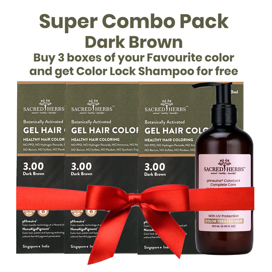 Super Combo Pack Dark Brown 3.00 SacredHerbs Botanically Activated Gel Hair Color