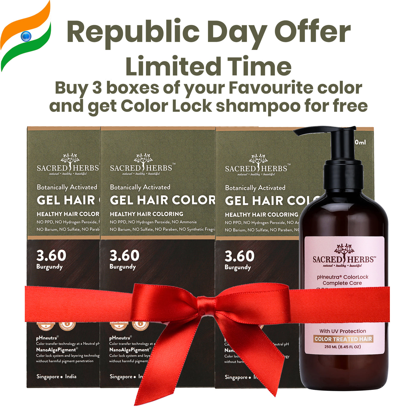 Super Combo Burgundy 3.60 SacredHerbs Botanically Activated Gel Hair Color