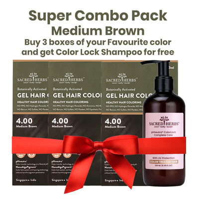 Super Combo Pack Medium Brown 4.00 SacredHerbs Botanically Activated Gel Hair Color