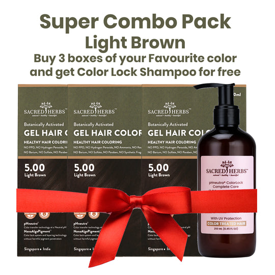 Super Combo Pack Light Brown 5.00 SacredHerbs Botanically Activated Gel Hair Color