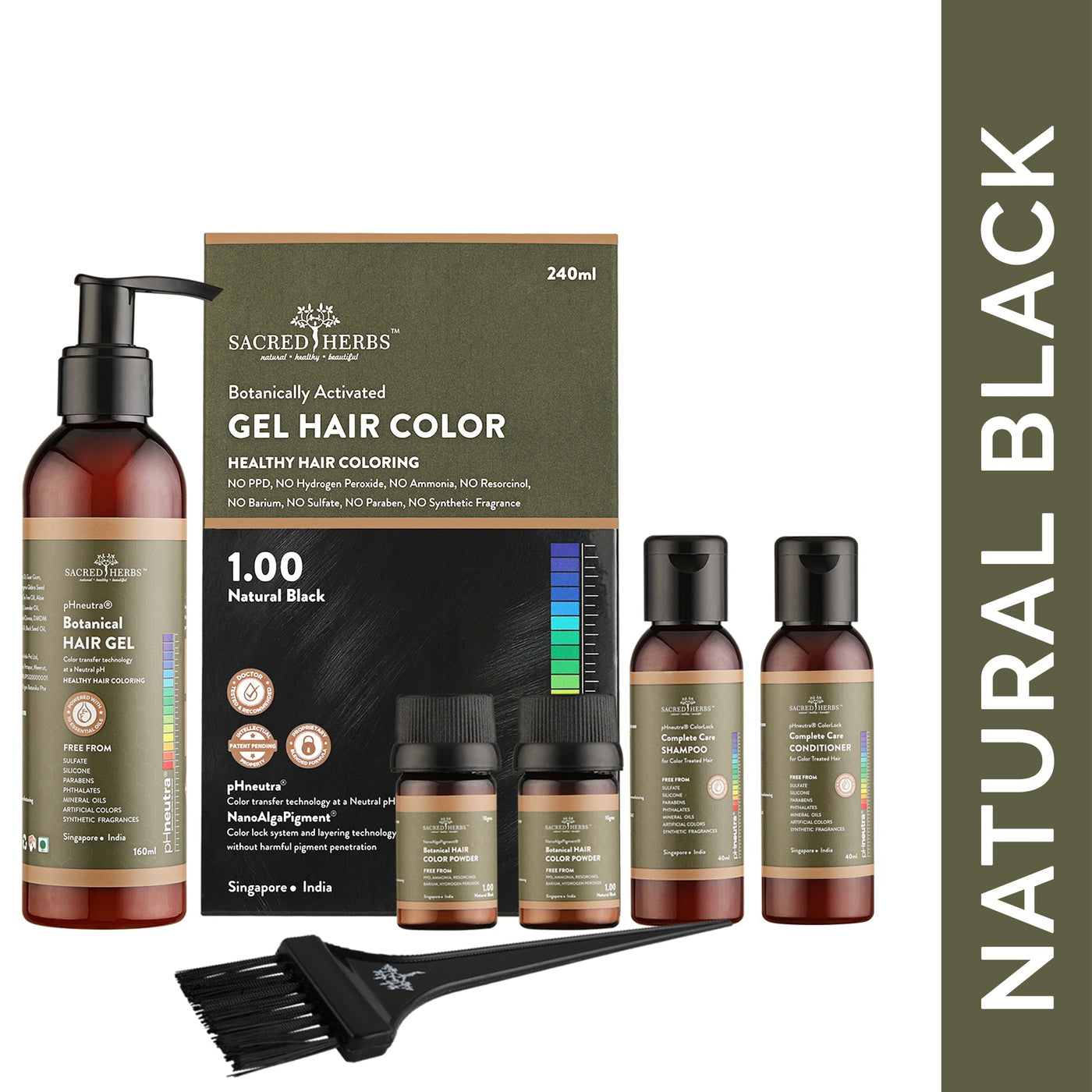 DOM Combo Pack Natural Black 1.00 SacredHerbs Botanically Activated Gel Hair Color