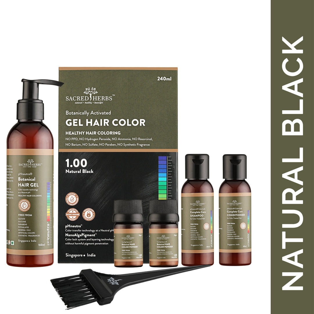 Super Combo Pack Natural Black 1.00 SacredHerbs Botanically Activated Gel Hair Color