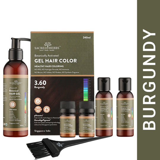 Super Combo Burgundy 3.60 SacredHerbs Botanically Activated Gel Hair Color