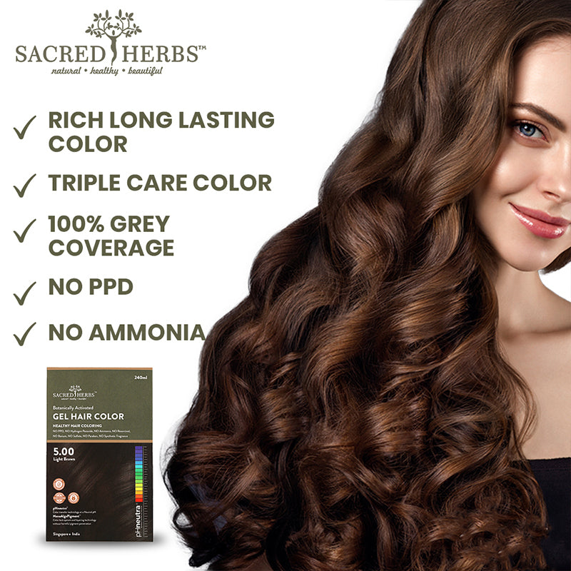 Light Brown 5.00 Sacred Herbs® Botanically Activated Gel Hair Color