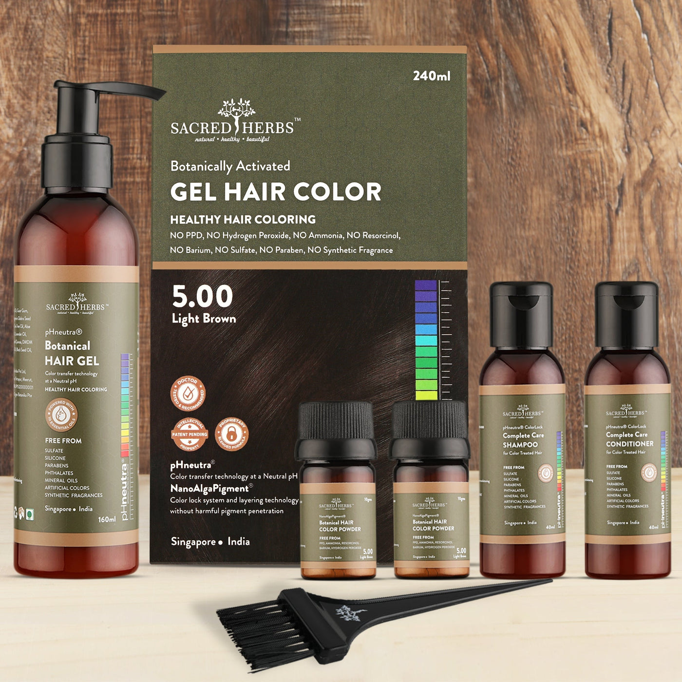 DOM Combo Pack Light Brown 5.00 Sacred Herbs® Botanically Activated Gel Hair Color