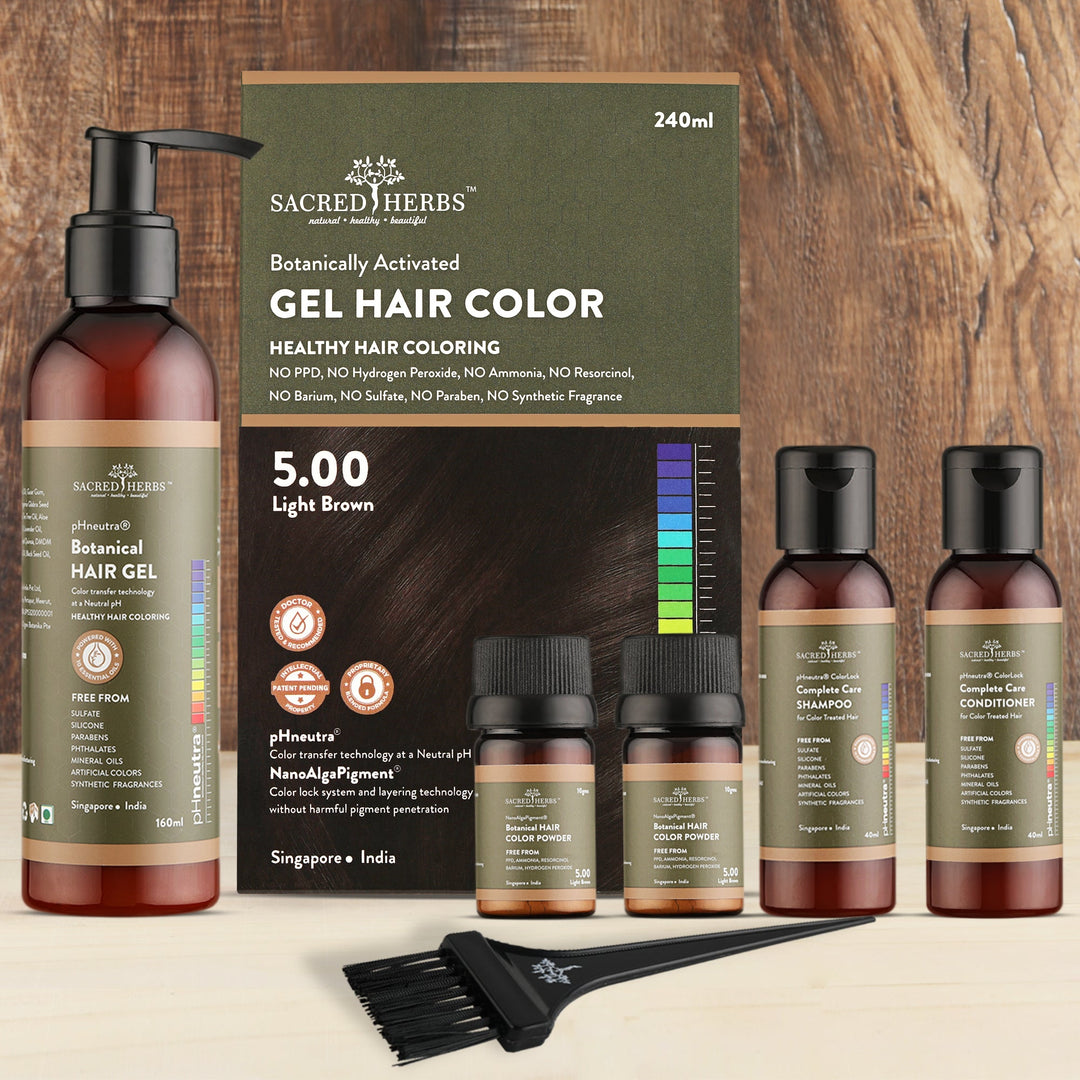 Super Combo Pack Light Brown 5.00 SacredHerbs Botanically Activated Gel Hair Color